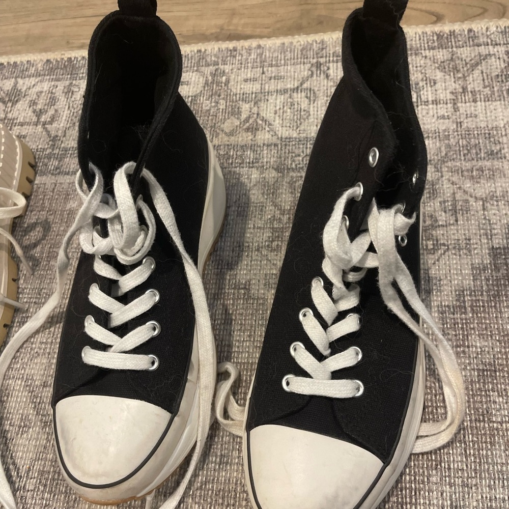 Madden Girl Black Sneakers with White Accents